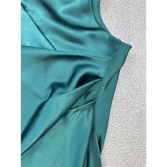 White House Black Market Satin Slip Dress Formal Sleeveless Green Size 14 - Picture 4 of 11